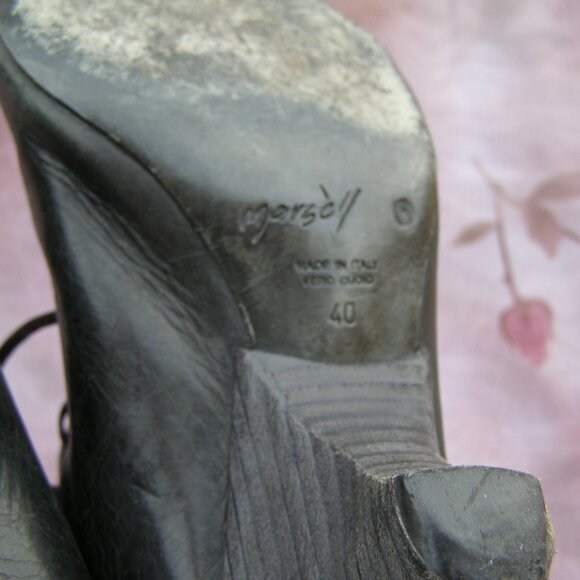 MARSELL size 40/9-9.5 Black Leather lace up Open toe shoes USED - need repair - Picture 8 of 16
